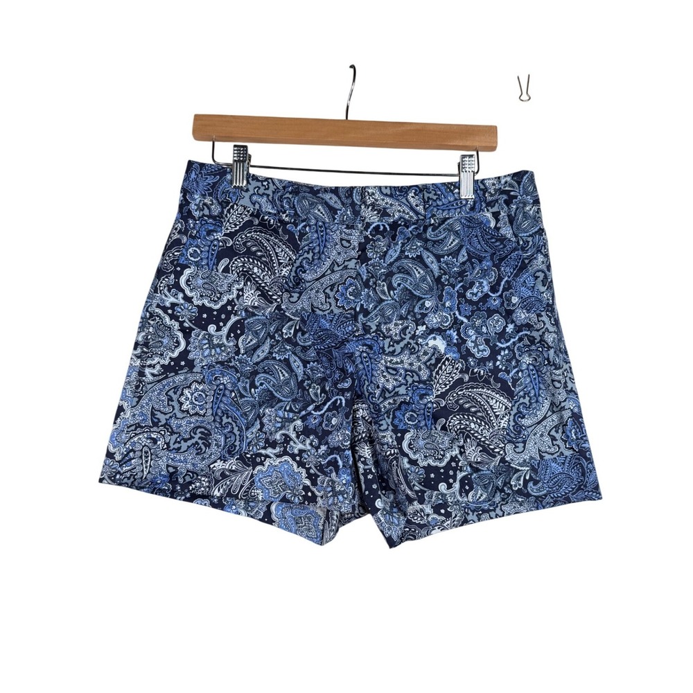 Michael Kors Paisley Print Hi Rise Shorts size 8 Blue/White/Black